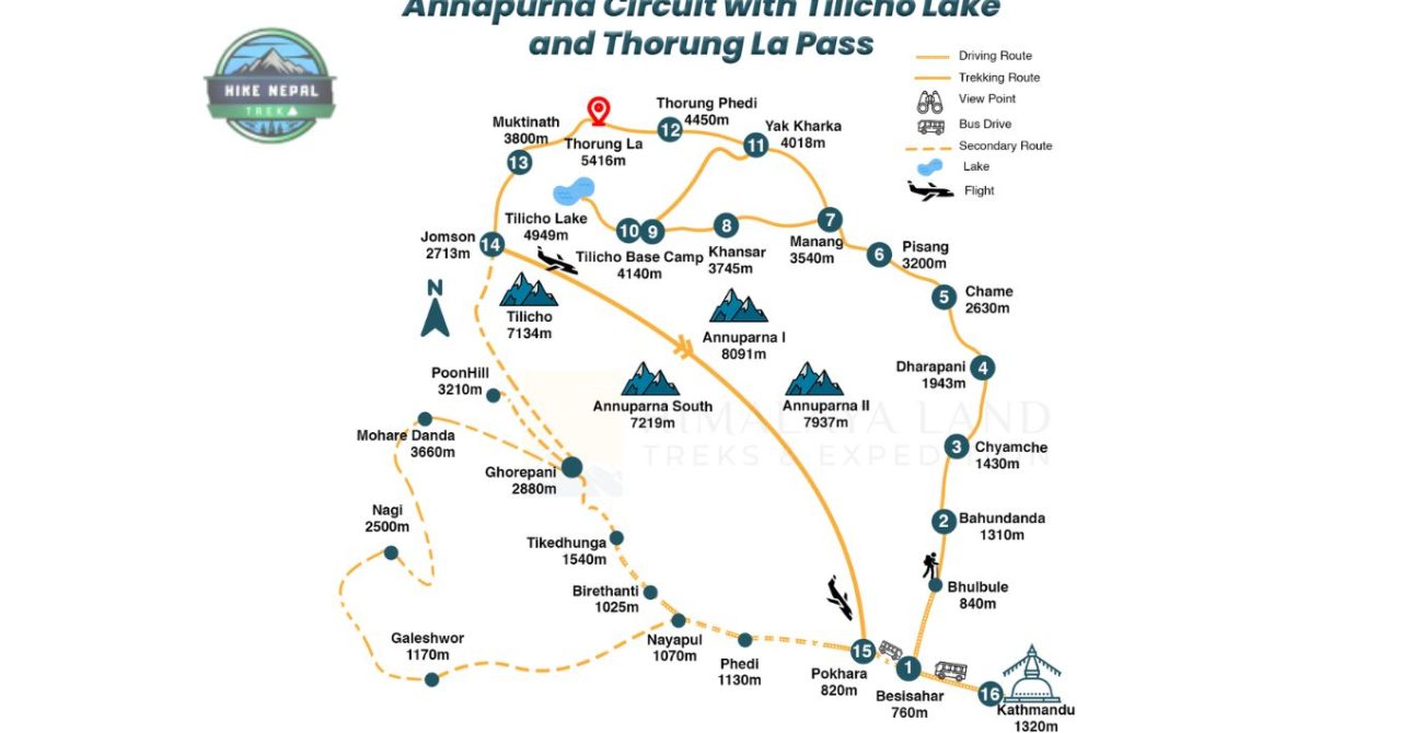 Annapurna Circuit Trek Map