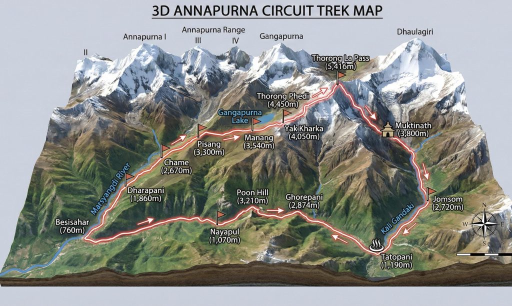 annapurna circut trek map
